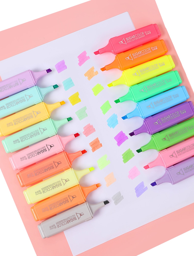 18 Kleuren Set Leuke Highliter Pen Fluorescerende Markers Met Pen Houder Chrismas Kind Tekening Markers Schuine Schrijven