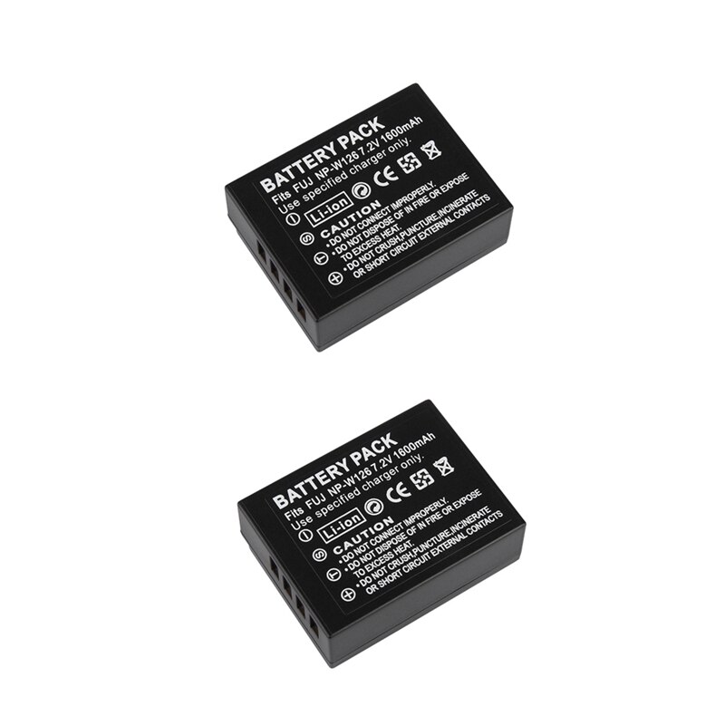 NP-W126 7,2 V 1600mAh NP W126 batería para Fujifilm Fuji X-T2 X-A3 XT2 XA3 X-T20 XT20 X100F NP-W126S de lentes intercambiables: 2 battery