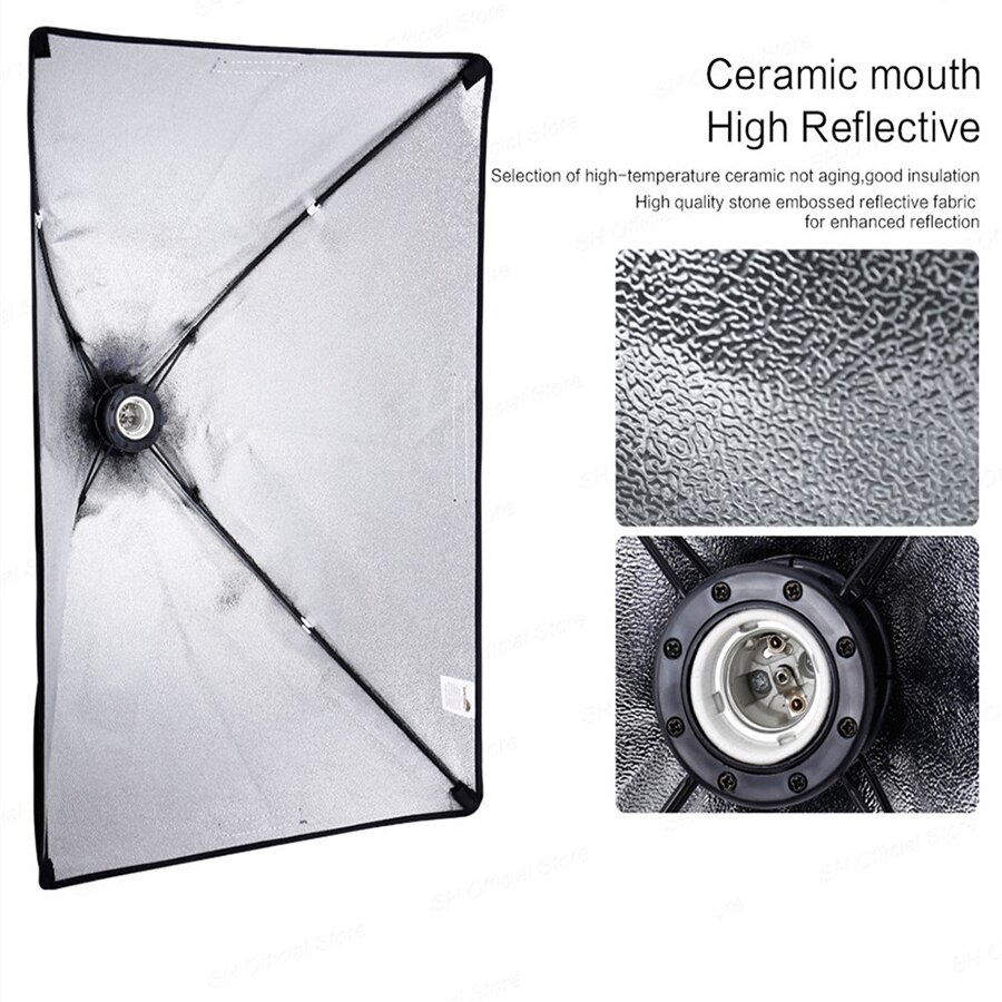 Mamen softbox til fotostudie videoudstyr fotografering softbox belysningssæt 50 x 70cm kontinuerligt lyssystem