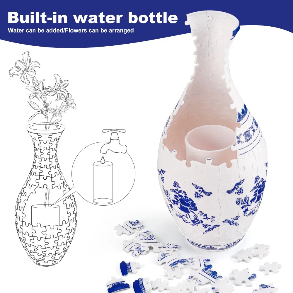 3D Puzzle Vase Panda Flower Building Block Porcelain Artistic Vases Home Decoration Kids Girls Christmas Toy