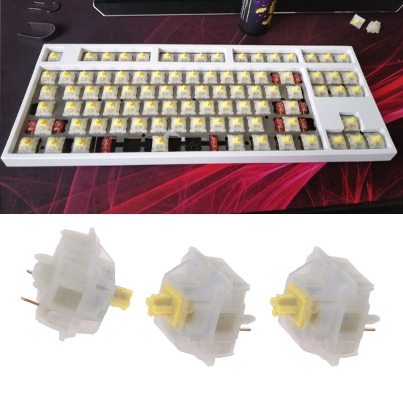 10pc Gateron Switches 5Pin Milky Yellow Switch for Mechanical Keyboard GK61 GK64 35EA