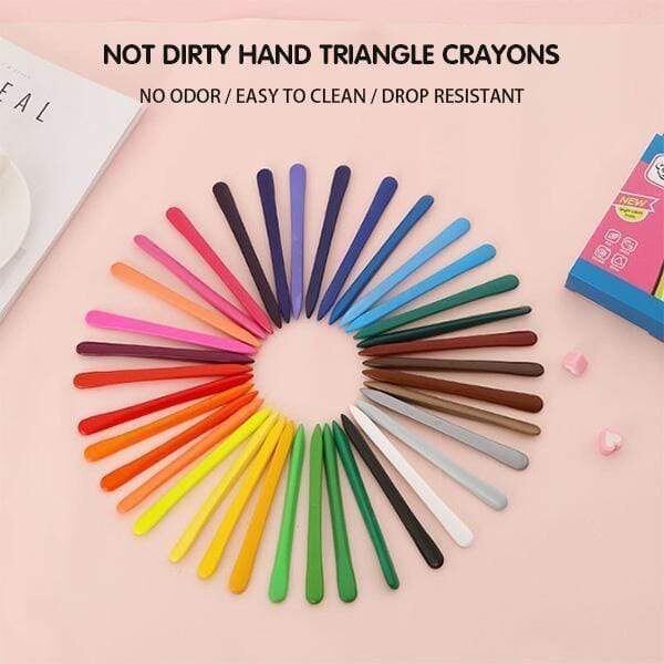 Crayones triangulares de cera no tóxicos para niños, suministros de dibujo, crayones borrables, suministros de arte, escuela, kingdergarter supp, 36 colores