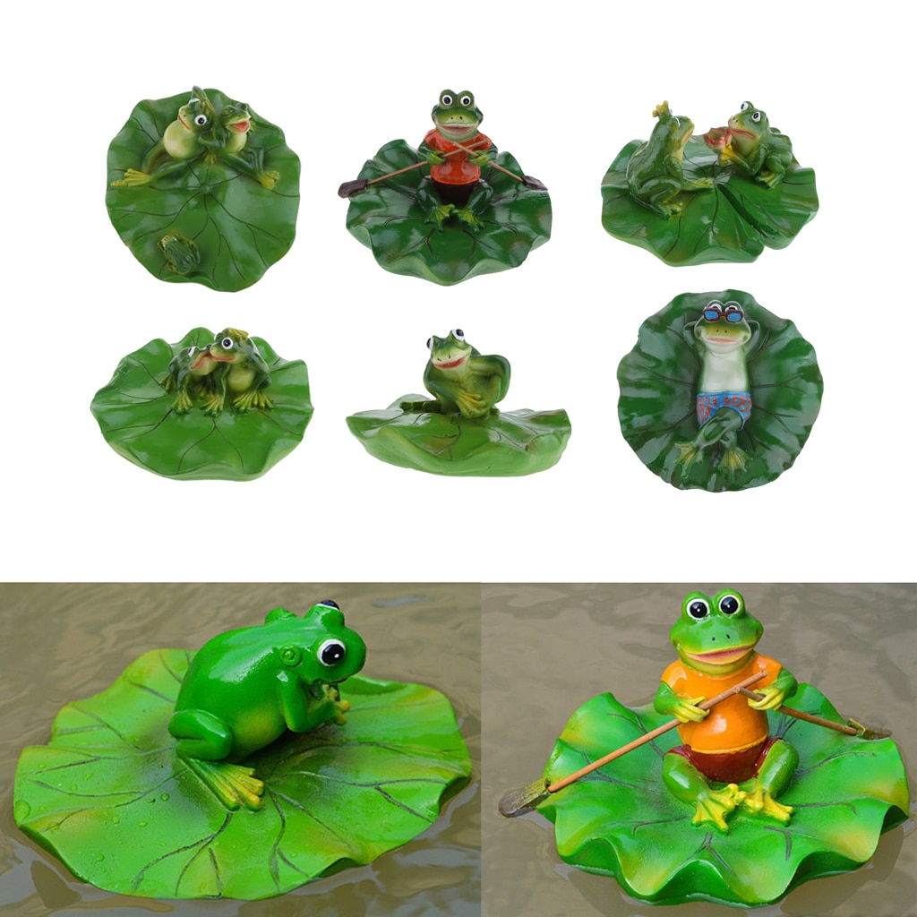 6 typer naturtro vann flytende ornament dam lilje lotusblad frosk hage dam fiskedam sommer svømmebasseng dekorasjoner