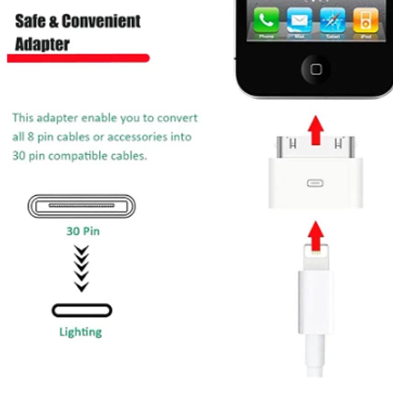Beleuchtung zu 30Pin Adapter 8Pin Stecker auf 30 Pin Buchse Lade Sync Konverter für IPhone 4 4S IPad 2 3 IPod Touch Ladegerät Kabel