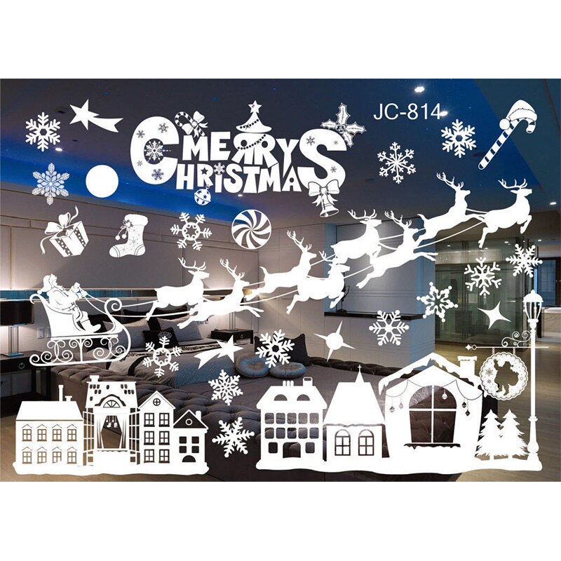 Large Merry Christmas Wall Sticker Stylish Santa Window Room Decoration PVC Year Home Decor Removable