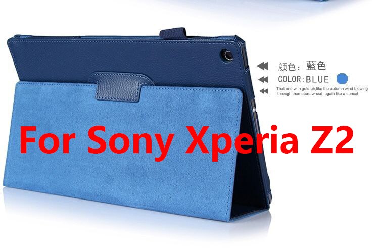 Case Voor 10.1 Inch Sony Xperia Tablet Z / Z2, filp Pu Lederen Beschermhoes Voor Sony Xperia Z1 Z2 Tablet + Film: Xperia Z2 dark blue