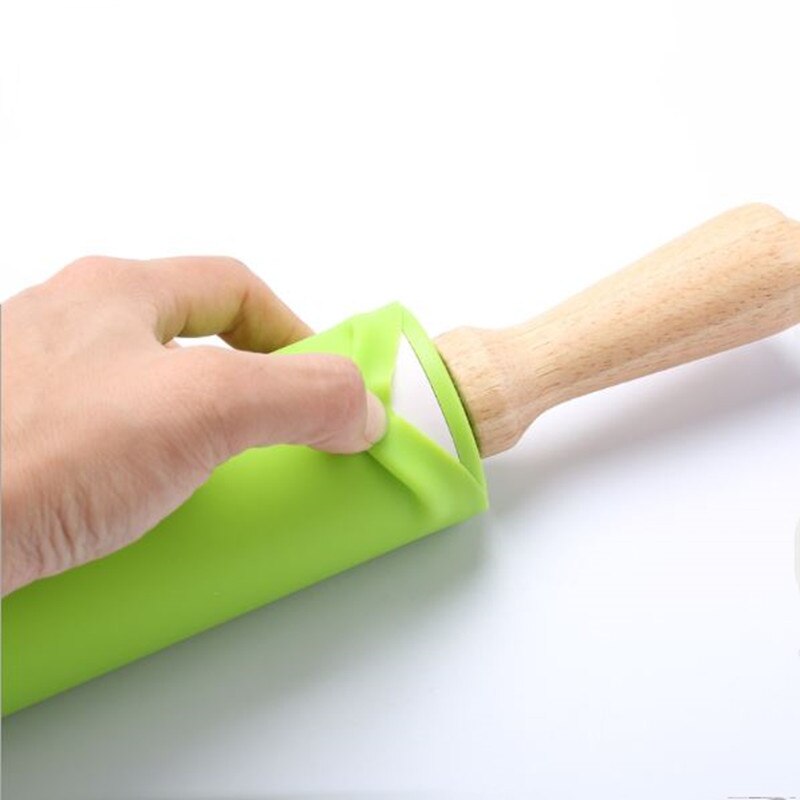 3 maten Siliconen Deegroller met Houten Handvat Gebak Meel Cake Deeg Patroon Roller Bakvormen Keuken Pastry Tool 4 Kleuren