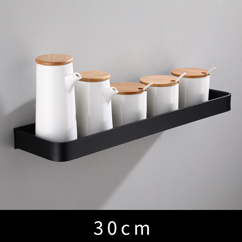 Black Space Aluminum Hanging bathroom Shelf Kitchen Storage Rack Kitchen Corner Storage Rack Organizer: 30cm