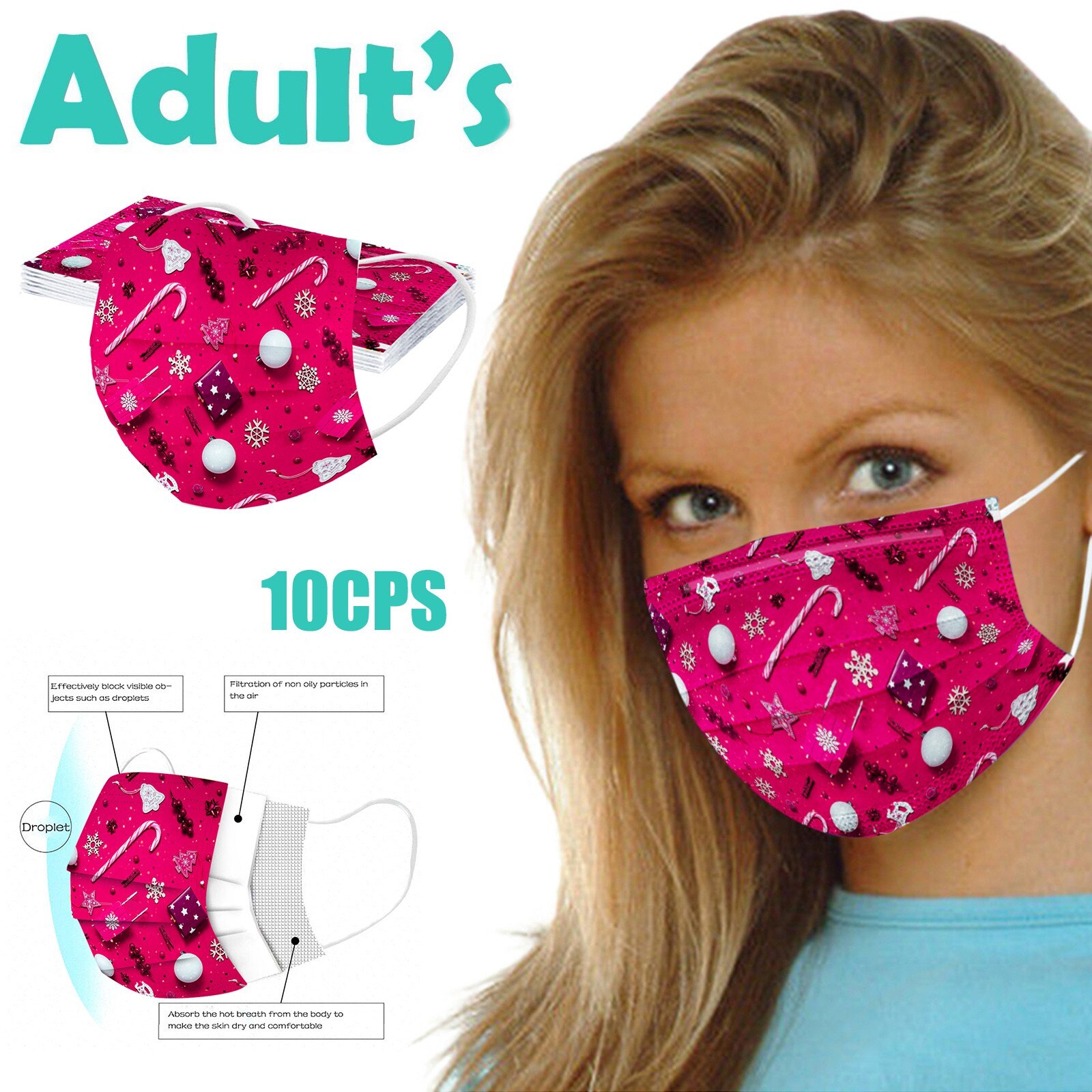 Fast Adult Year's Day Print Disposable Mask Mascarilla Navidad Adult Disposable Masks Mondkapjes Wasbaar Маска: C