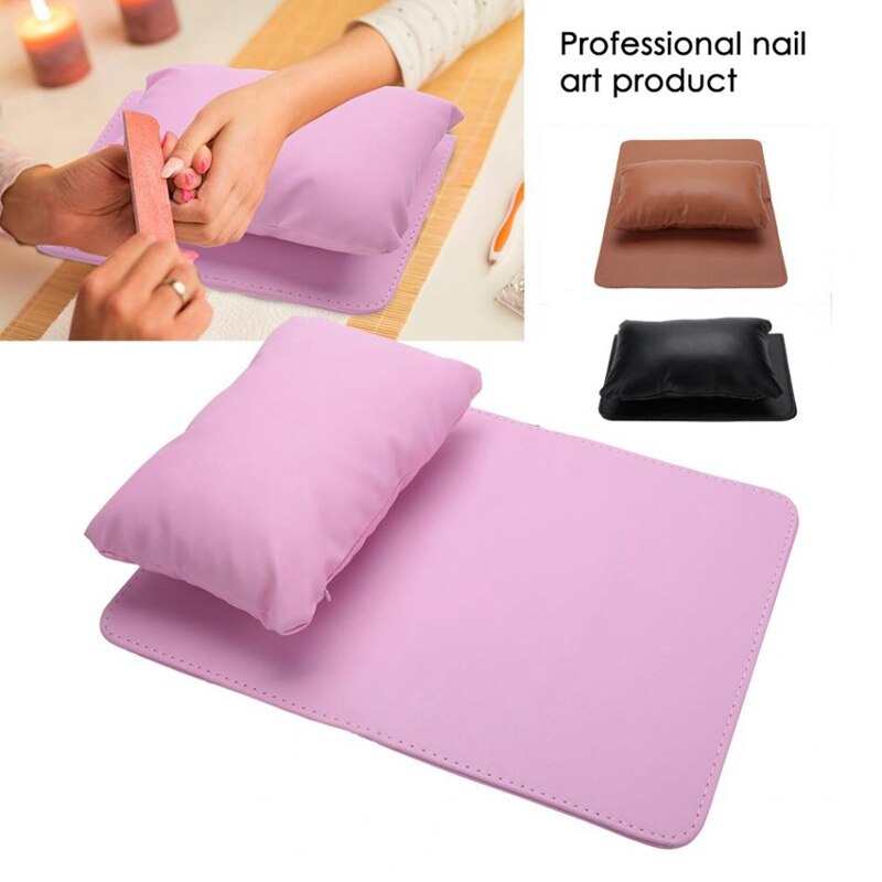 Nail art udstyr håndstøtte pude pude blød pu læder håndholder og folde manicure bordmåtte manicure (sort)