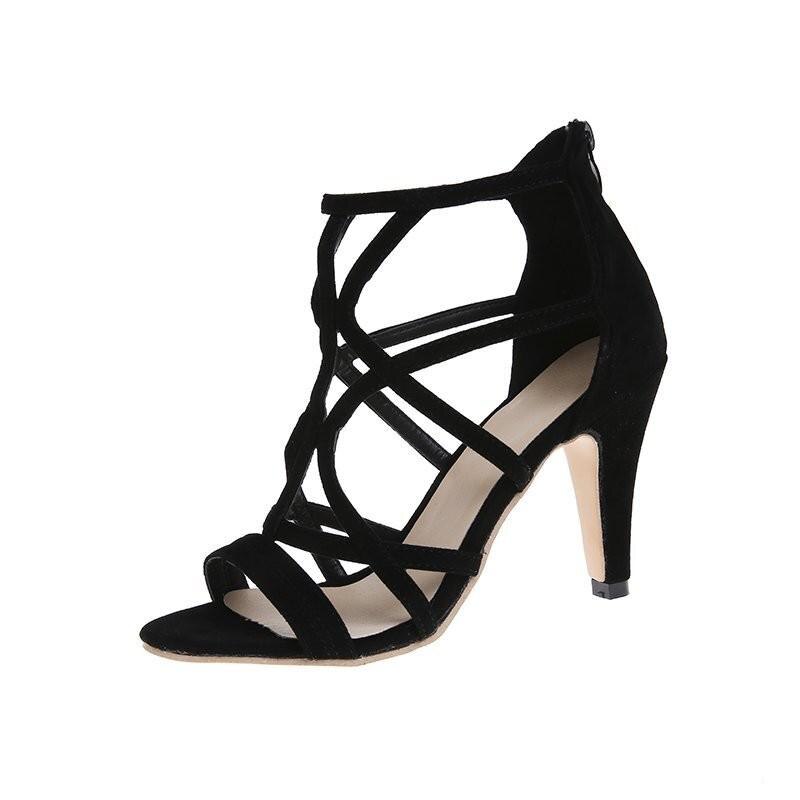 Sandaal dames zomer hoge hak coole laarzen suède – Grandado