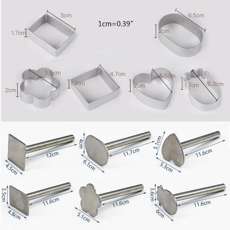 10Pcs Vierkante Rechthoek Ananas Vorm Pie Cake Cookie Mold Biscuit Cutter Pers