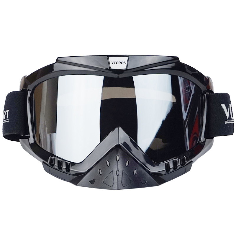 Vcoros brand Gafas motorcycle goggles helmet glasses moto helmets glasses masque motocross goggles ski windproof eyewears: silver lens