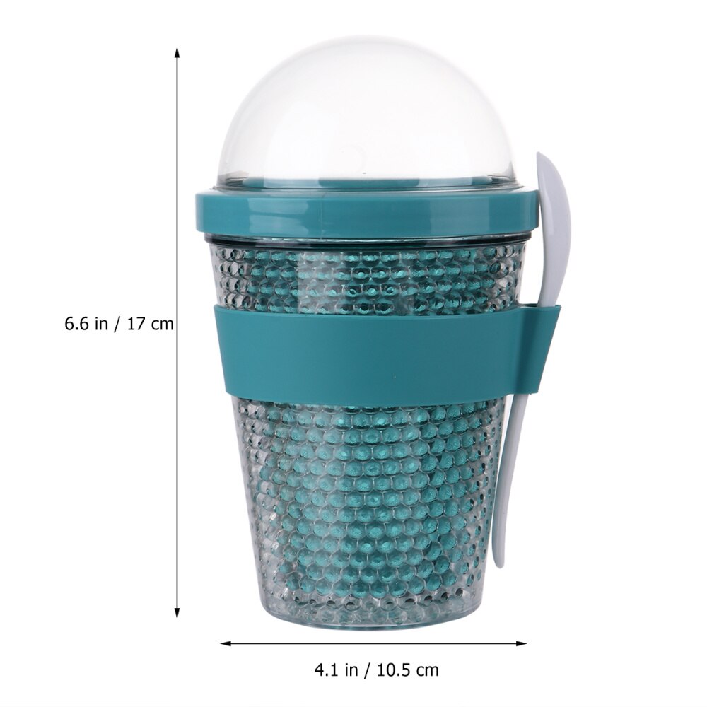 1pc Reusable Double Layer Yogurt Cup Cup Portable Cup Large Capacity Tea Cup with Lid and Spoon (Random Color, 360ml)