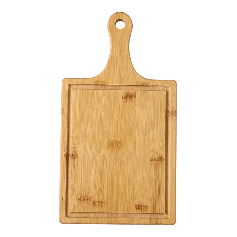 Tabla de Pizza, tabla de cortar de bambú con mango, corte doméstico, pan, fruta, Base redonda de madera, bandeja de comida, utensilios de cocina duraderos: Rojo