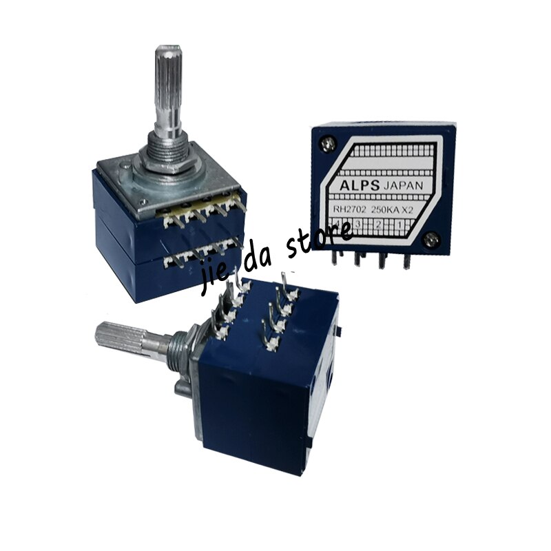 Potenciómetro de Control de volumen de Audio, amplificador de altavoz estéreo de 8 pines, potenciómetro rotativo de volumen ALPS, A50K, 100K, 250K, RH2702