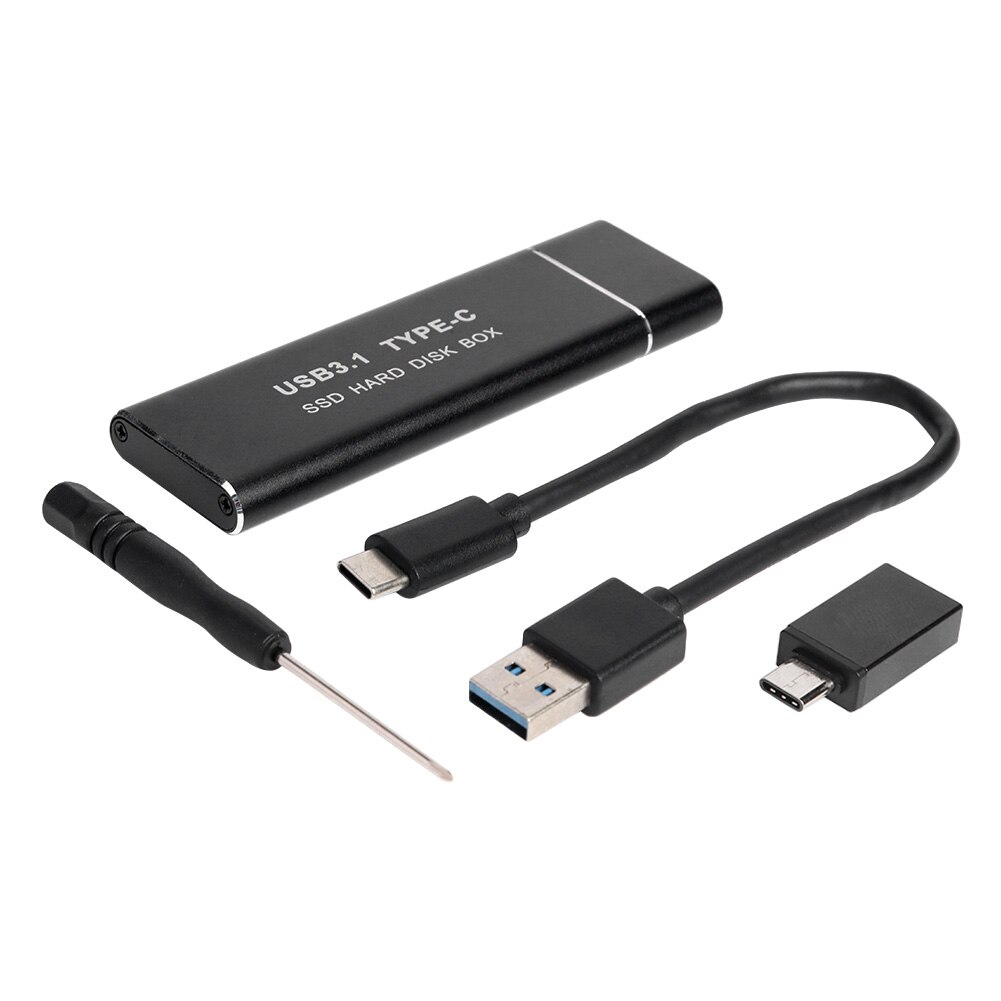 M2 ssd sag nvme pcie kabinet m .2 to usb type  c 10 gbps harddisk kabinet til nvme pcie ngff sata m / b nøgle ssd diskboks: Med otg-adapter