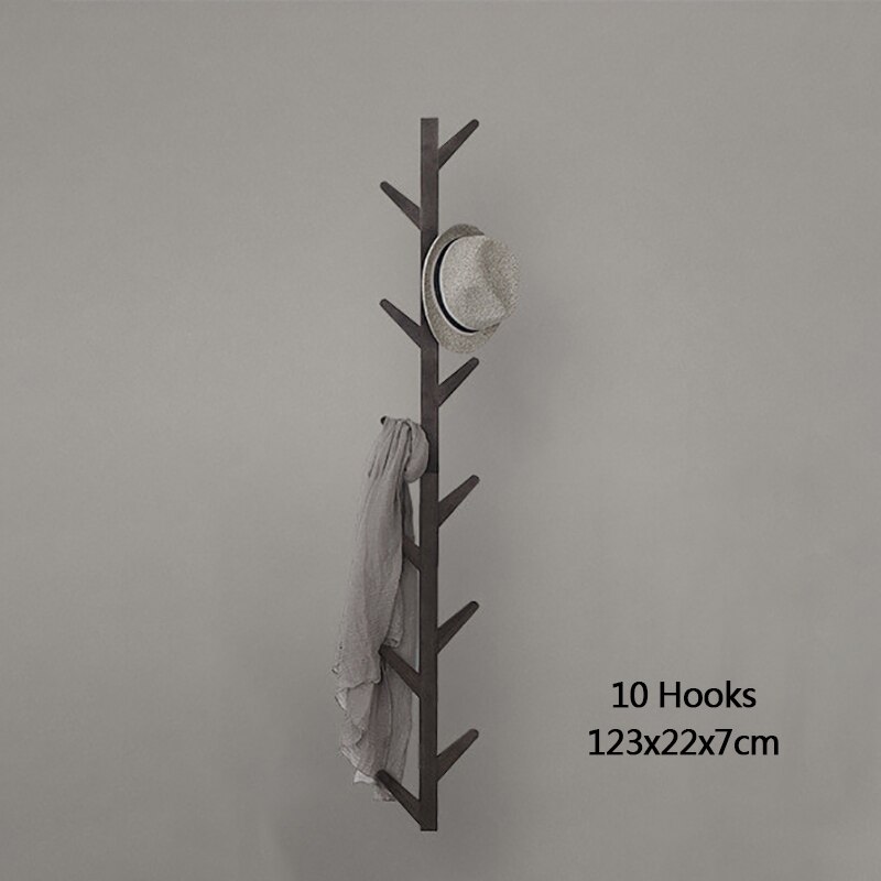 Mrosaa bamboe houten hangende kapstok wandhaak kledinghanger woonkamer slaapkamer wandplank decoratie hanger 6/8/10 haken: Donkerbruin 10 haken