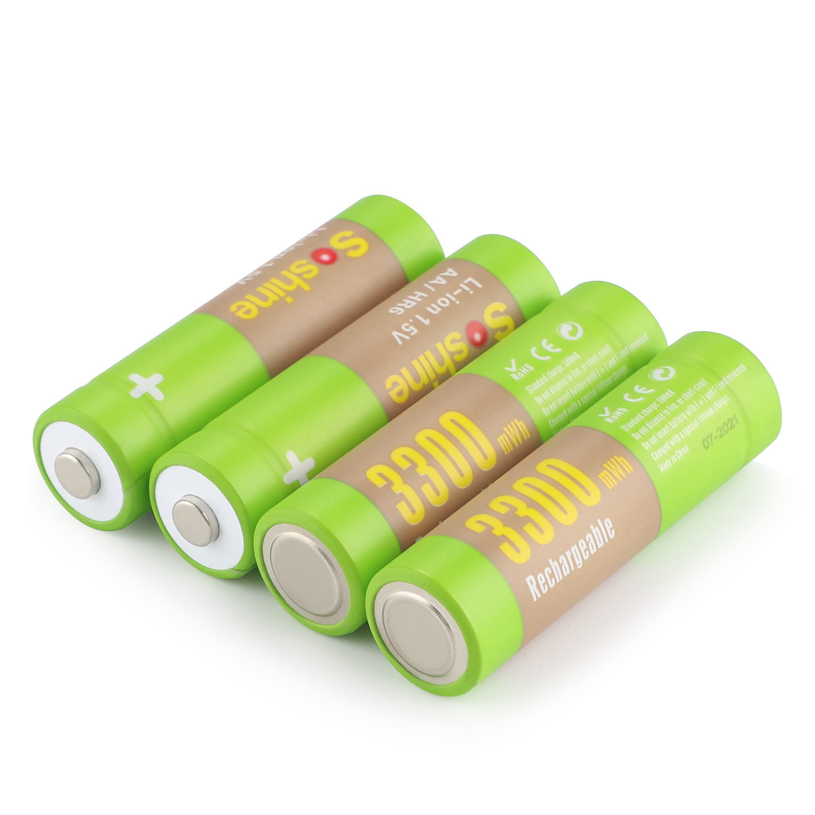 Piles AA rechargeables au lithium pour lampe de poche, jouets et montre, remplacement du lecteur MP3, 24.com, 1.5V, 3300mWh Pipeline, Green AA