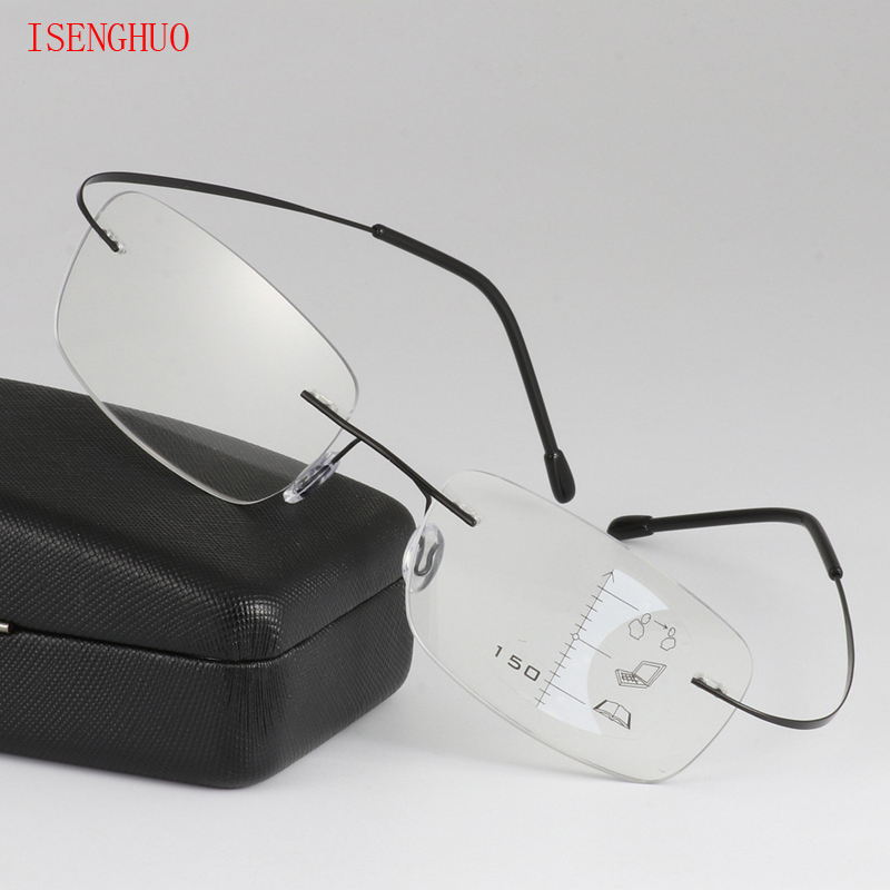 Óculos de leitura sem aro de titânio, óculos para leitura inteligente zoom progressiva de titânio para presbiopia hipermetropia masculina feminina hipermetropia multifocal glaço 1.0-3.0