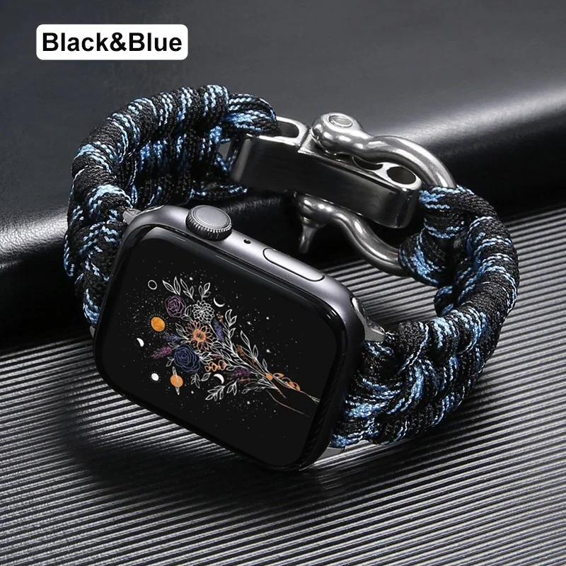 Survival Outdoor Braided Band for Apple Watch 49MM 45mm 44mm 42mm Rope Strap for Iwatch 7 6 5 4 8 9 SE 40mm 41mm Nylon Bracelet