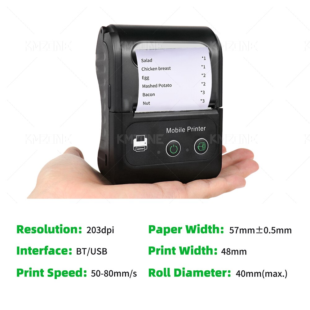 Portable Mini 58mm Bluetooth Printer Inkless Printing Free Android &amp; iOS System Wireless Connected With Computer Thermal Printer