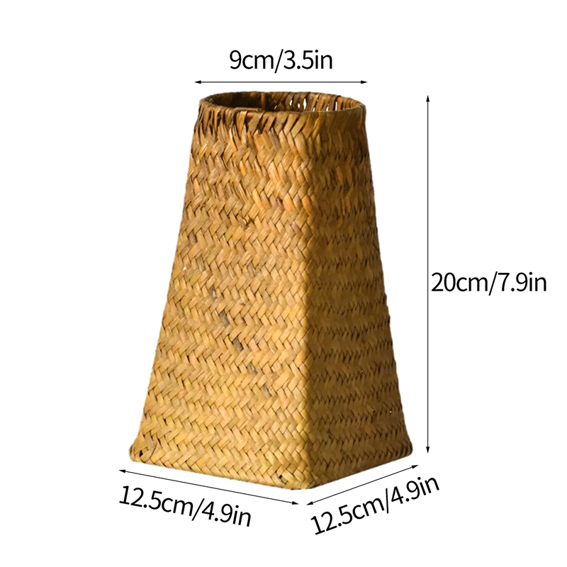 Florero tejido de paja tejido a mano, jarrones de flores secas para boda, banquete, , Decoración de mesa, cesta de almacenamiento de escritorio para el hogar: S1-Flower Vase