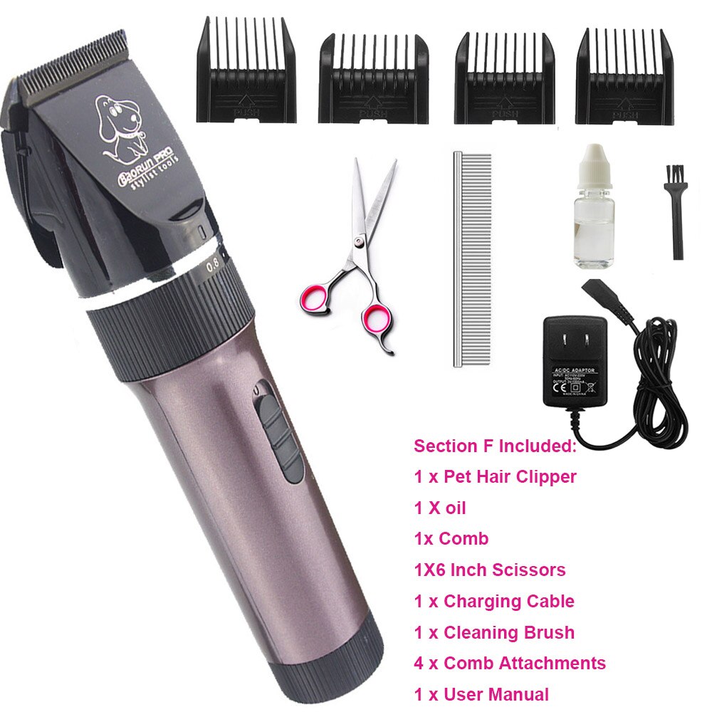 Pet Hair Trimmer Electric Rechargeable Cat Clipper Grooming Cutters Powerful Shaver Machine For Animal 110-240V: Brown D