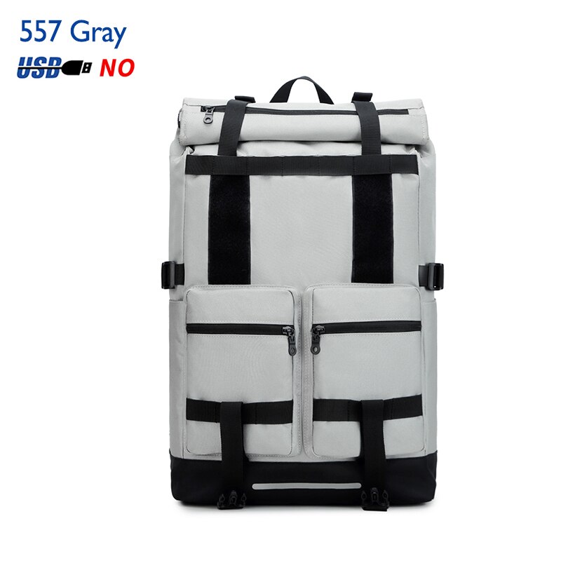 Ozuko 40l store kapacitet rejse rygsække mænd usb opladning laptop rygsæk til teenagere multifunktionel rejse mandlig skoletaske: 557 grå