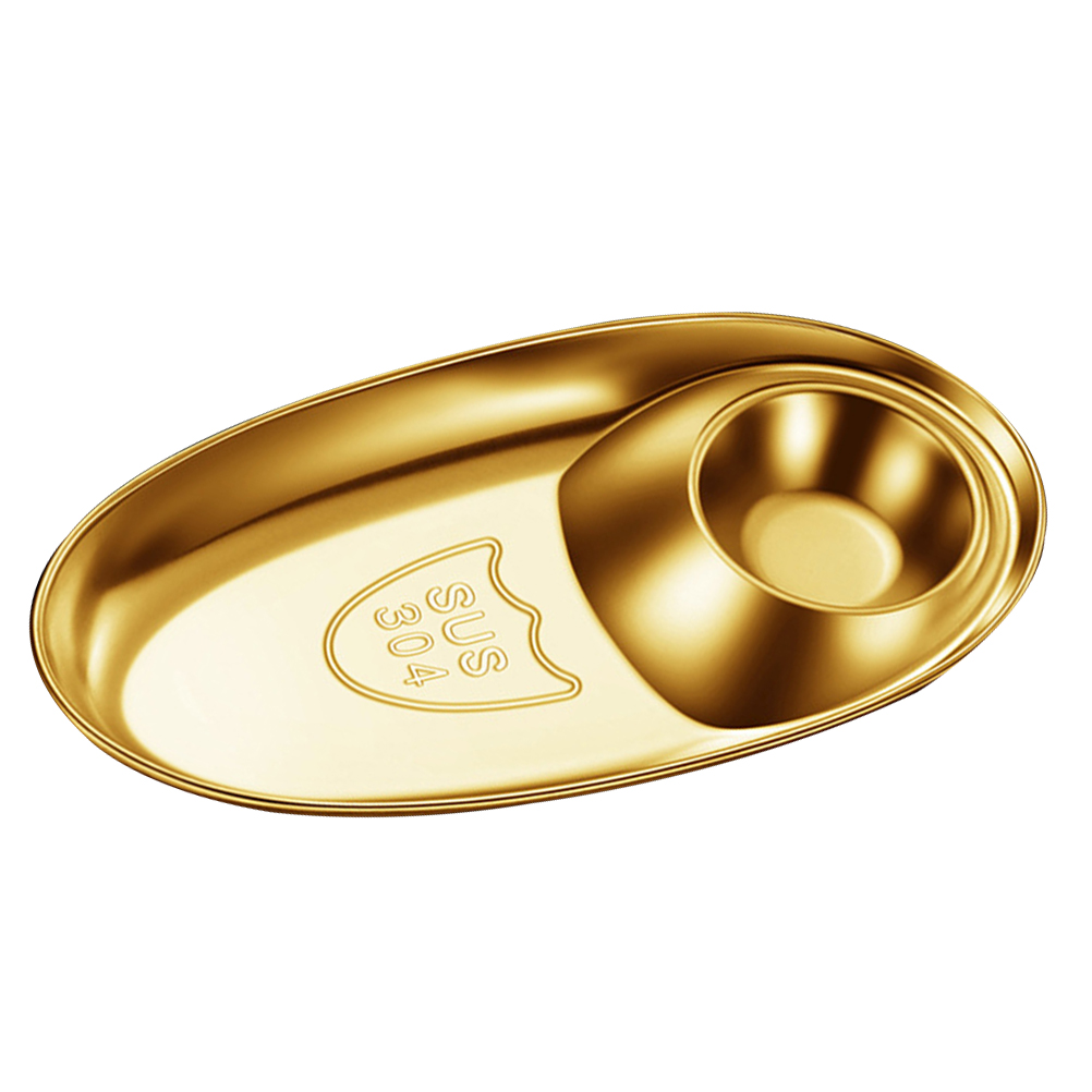 Korean Style Sauce Plate Flavor Small Stainless Steel Dish Snack Fried Chicken Plate: Golden