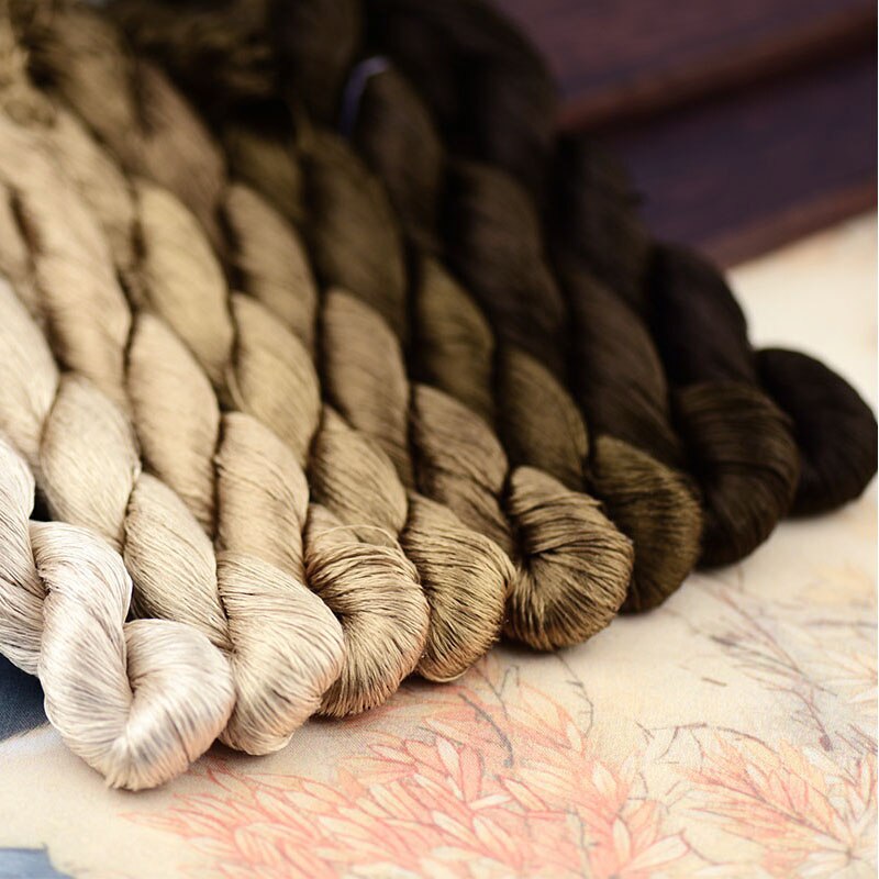 silk embroidery thread / 100% silk thread /hand embroidery embroider cross stitch/olive color series/8 gradient colors: 8 colors