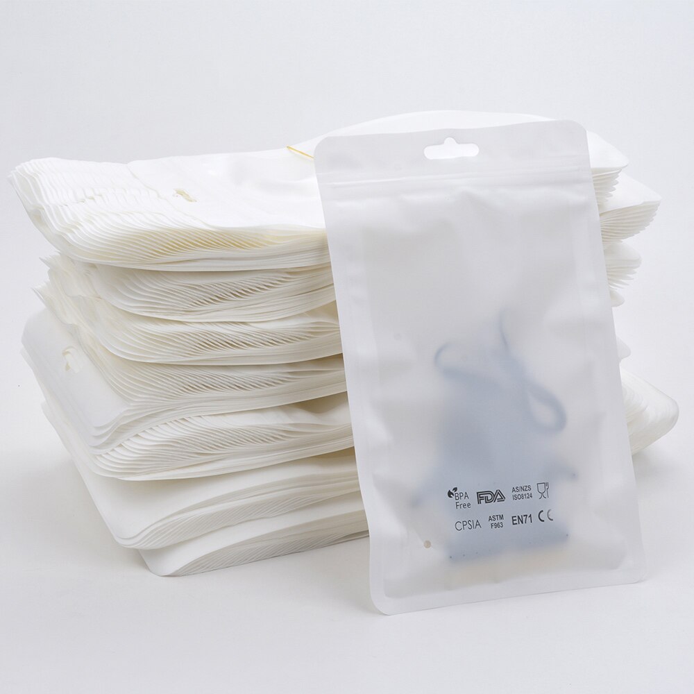 Pacifier tilbehør til pacifier kæde 10 stk / parti plastposer 10*18cm til tænder halskæde hvide displayposer baby tænderpakke