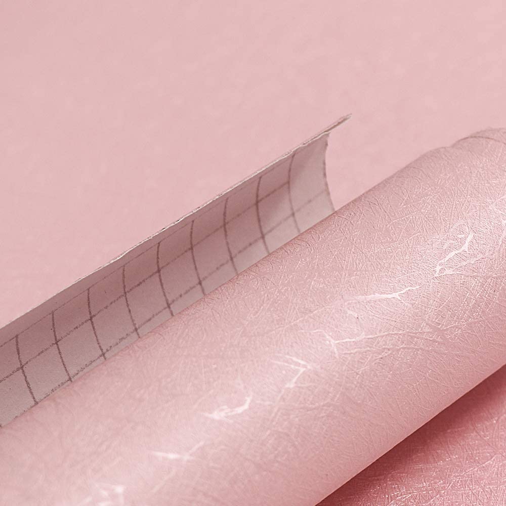 Papel tapiz autoadhesivo de Color sólido blanco, película de vinilo extraíble en relieve, despegar y pegar, Blanco/Negro/rosa/azul/plateado: Pink / 5mx45cm