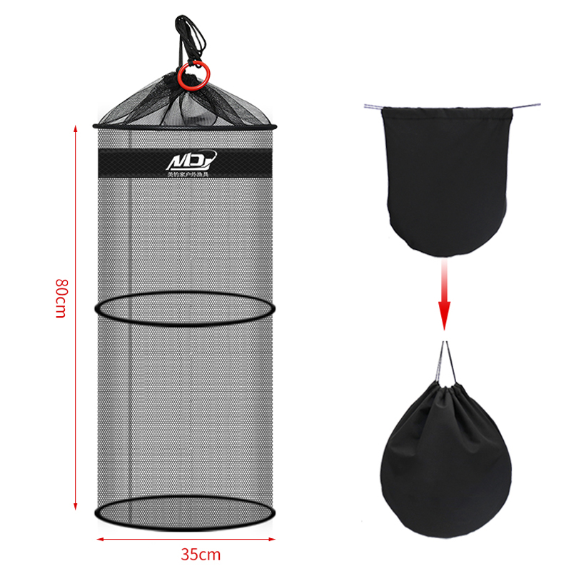 Draagbare Visnet Met Kleine Netje Sneldrogende Vissen Trap Netten Opvouwbare Rivierkreeft Karpervissen Accessoires Tool X467G: 80cm with bag