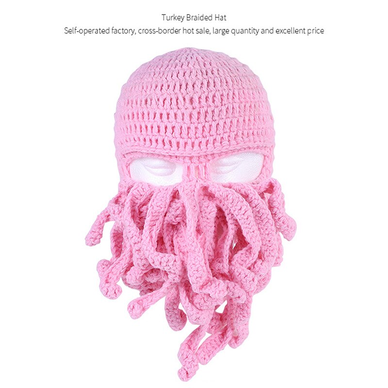 Novelty Funny Party Octopus Beard Hat Unisex Animal Cthulu Crocheted Tentacle Knit Wind Mask Ski Cap Halloween Hats