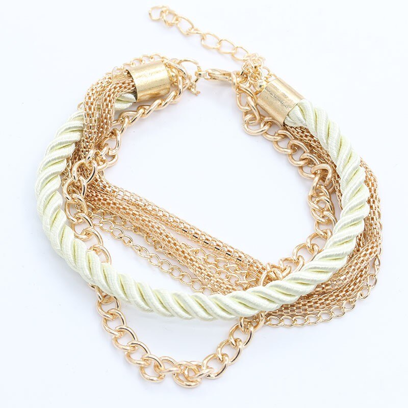 metal knitted mixed women multi-layer luxury bracelet multicolor 5 pcs: B8