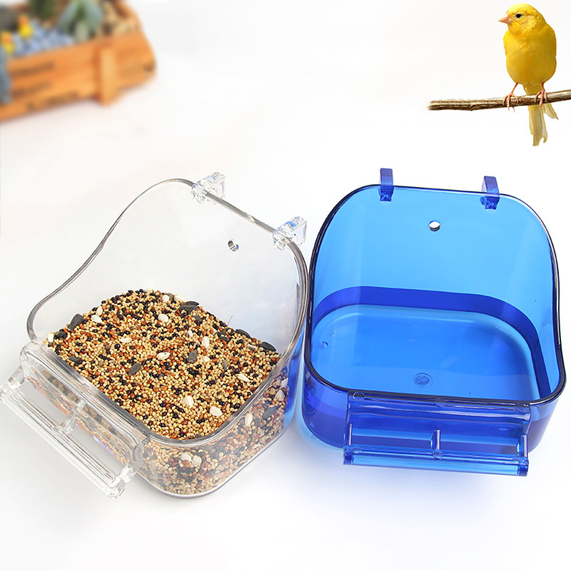 Cuenco de plástico para pájaros colgante en la jaula, comedero para loros, palomas, hámster, taza de agua con gancho, bañera para mascotas pequeñas, suministros para mascotas