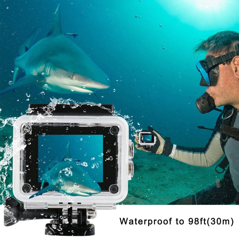 4K/30FPS 16MP High Resolution Sports Camera Portable DV Camcorder with Waterproof Case 2" LCD Display Screen 170 Wide Angle