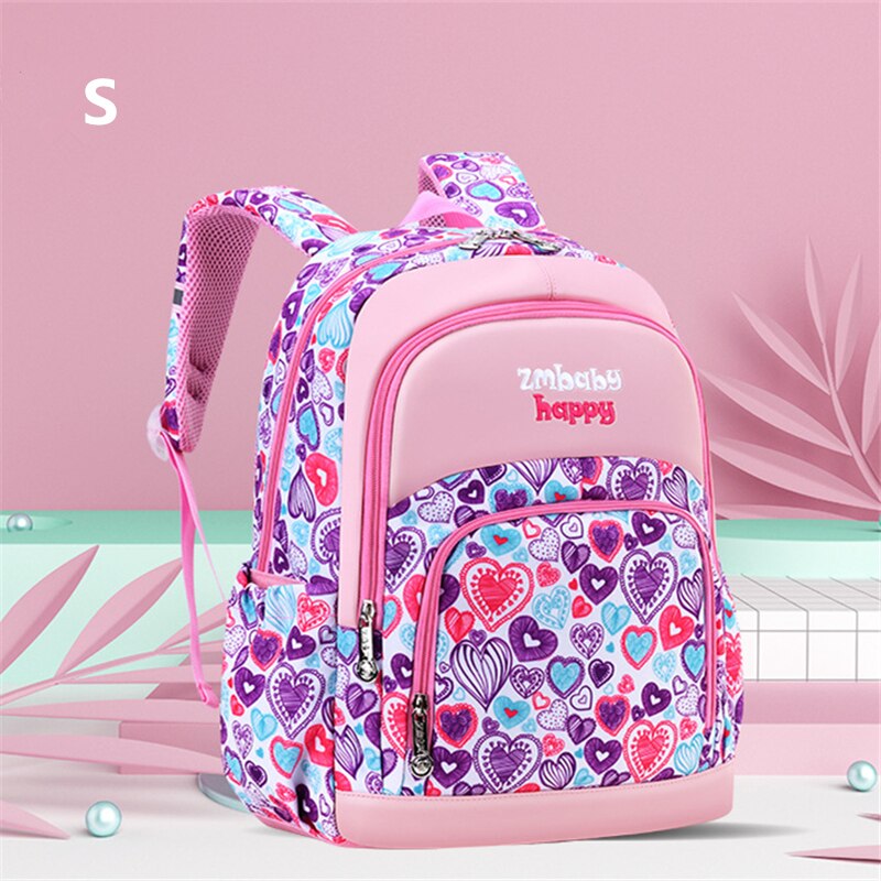 Mochila escolar para niños, bonita mochila escolar para estudiantes, mochila impermeable impresa, bolsas de escuela primaria para adolescentes, bolsa escolar para niños y niñas: S pink