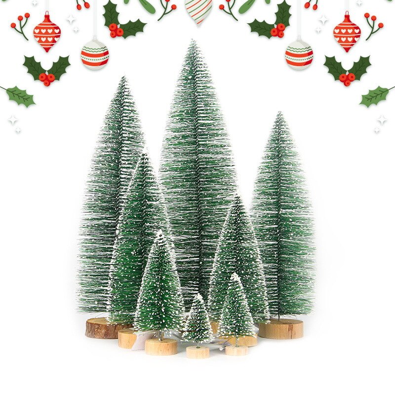 Mini Christmas Tree Pine Needles Flocking Christmas Cedar Tree Shopping Mall Home Party Desktop Christmas Decoration