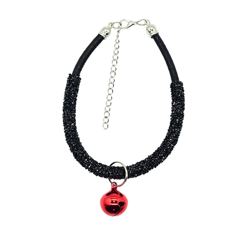 Bling Diamant Katze Halskette Mit Glocke Strass Katze Kragen Nette Phantasie Kätzchen Welpen Haustier Kragen für Kleine Katzen Zubehör: Schwarz / S
