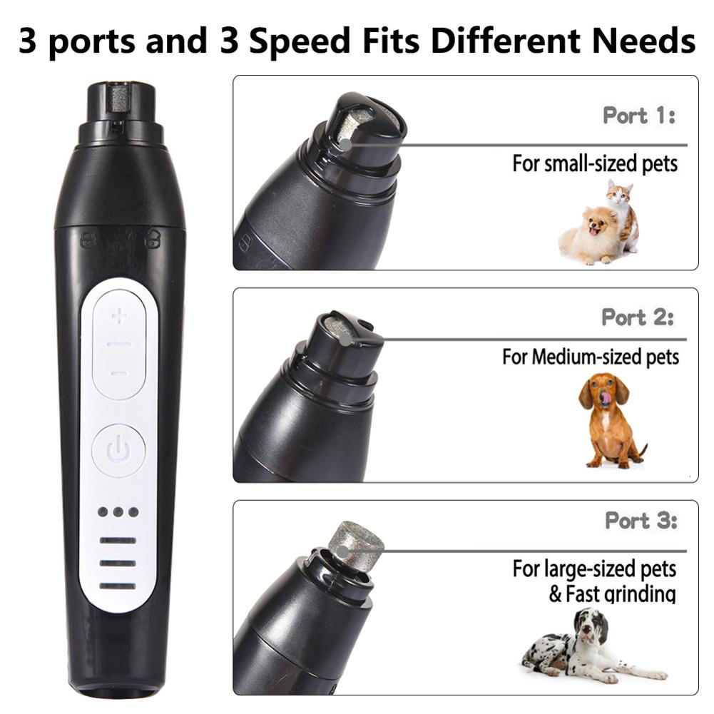 Coupe-ongles électrique 2- en -1 pour chiens et chats, puissance réglable, 3- vitesses, coupe-ongles pour animaux de compagnie