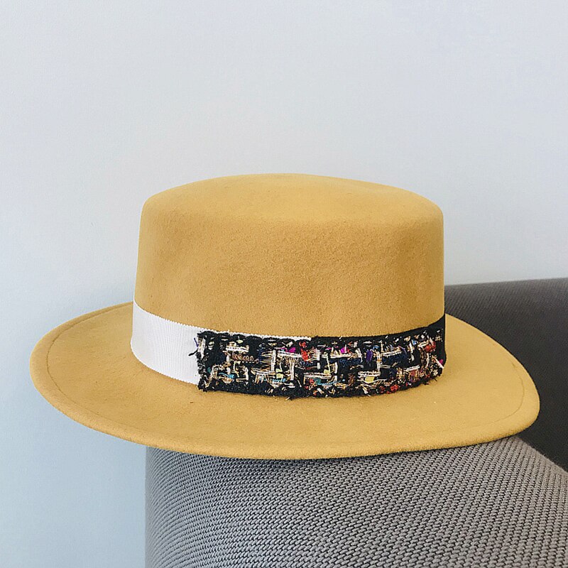 Witte zwarte winterhoed dames jazzhoed band wol panamahoed fader fedora hoed kerk kentucky derby jurk sombrero vrouw