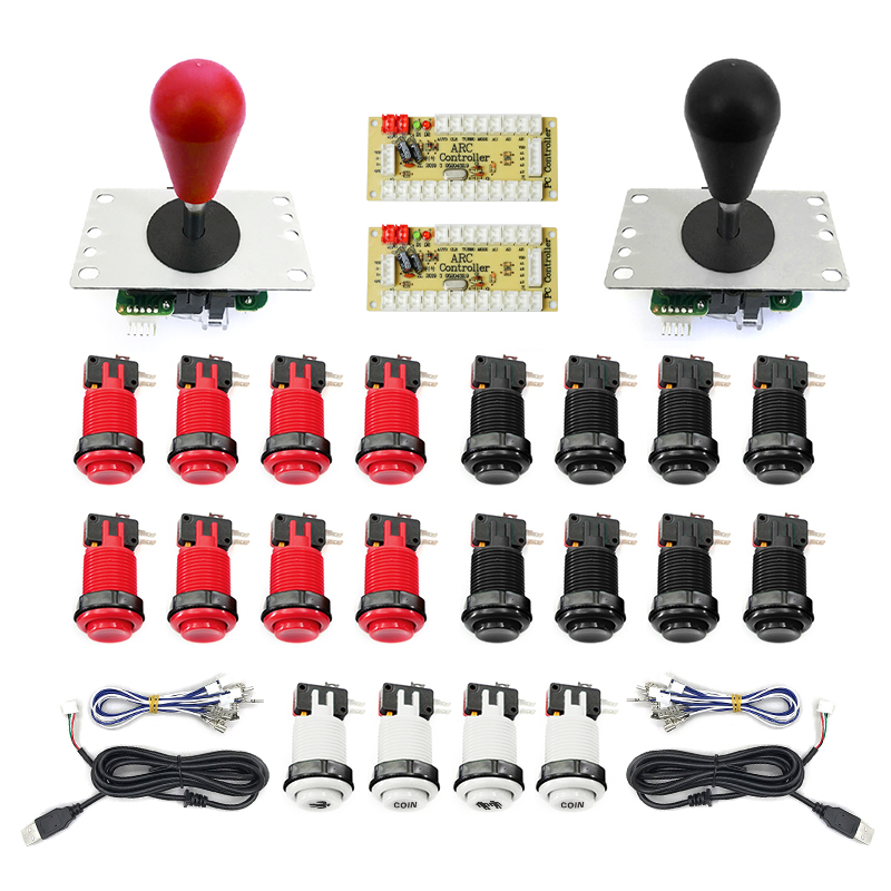 Arkade- 2 -spieler-Null-Verzögerung-Bausatz, mando Arkade usb-Encoder für pc, Himbeere Pi, happ druckknopf-Joystick, usb-Arkade-automat: Marineblau