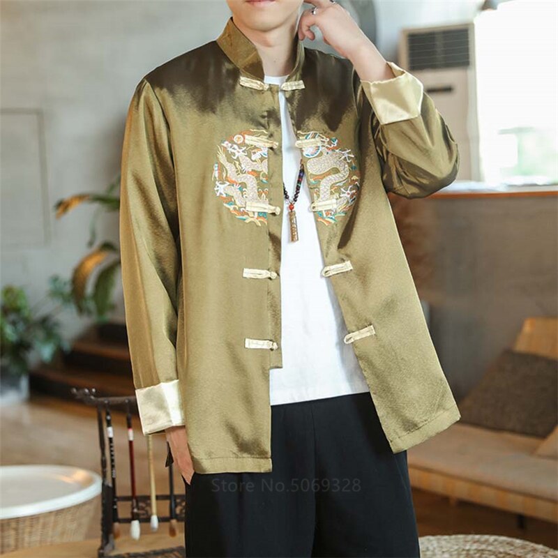 Roupa masculina kung fu tradicional chinesa bordad... – Vicedeal