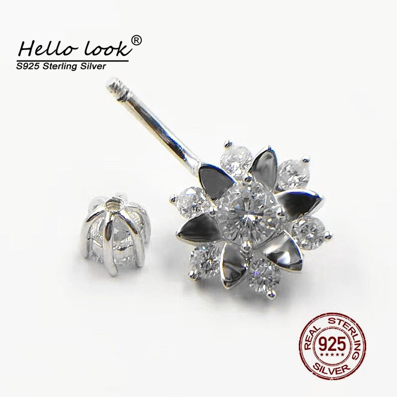 HelloLook – Piercing de nombril en argent Sterling 925, Zircon, fleur de soleil, bouton de ventre, cristal, bijoux de mariage