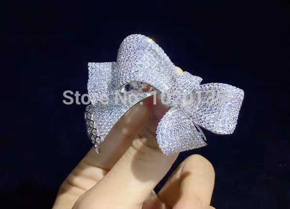 Wow! Zirkoon strik zilveren broche 64*47mm natuur FPPJ voor xms