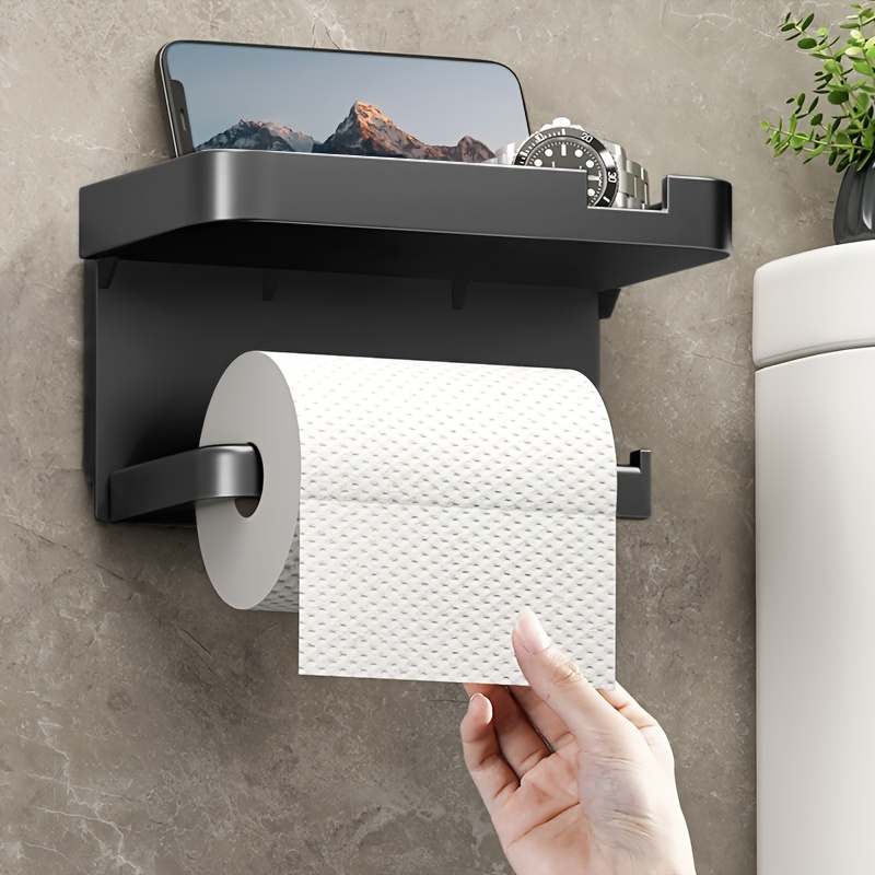 1pc toiletpapirholdere - pladsbesparende vægmonteret perforeret opbevaringsstativ med toiletpapirholder