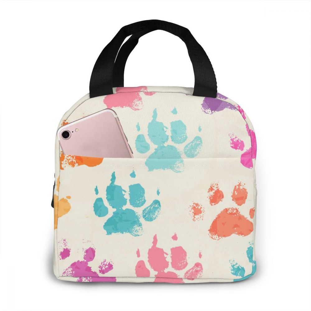 Bunte Hunde Pfoten Kühler Mittagessen Kasten Tragbare Isolierte Mittagessen Tasche Thermische Lebensmittel Picknick Mittagessen Taschen