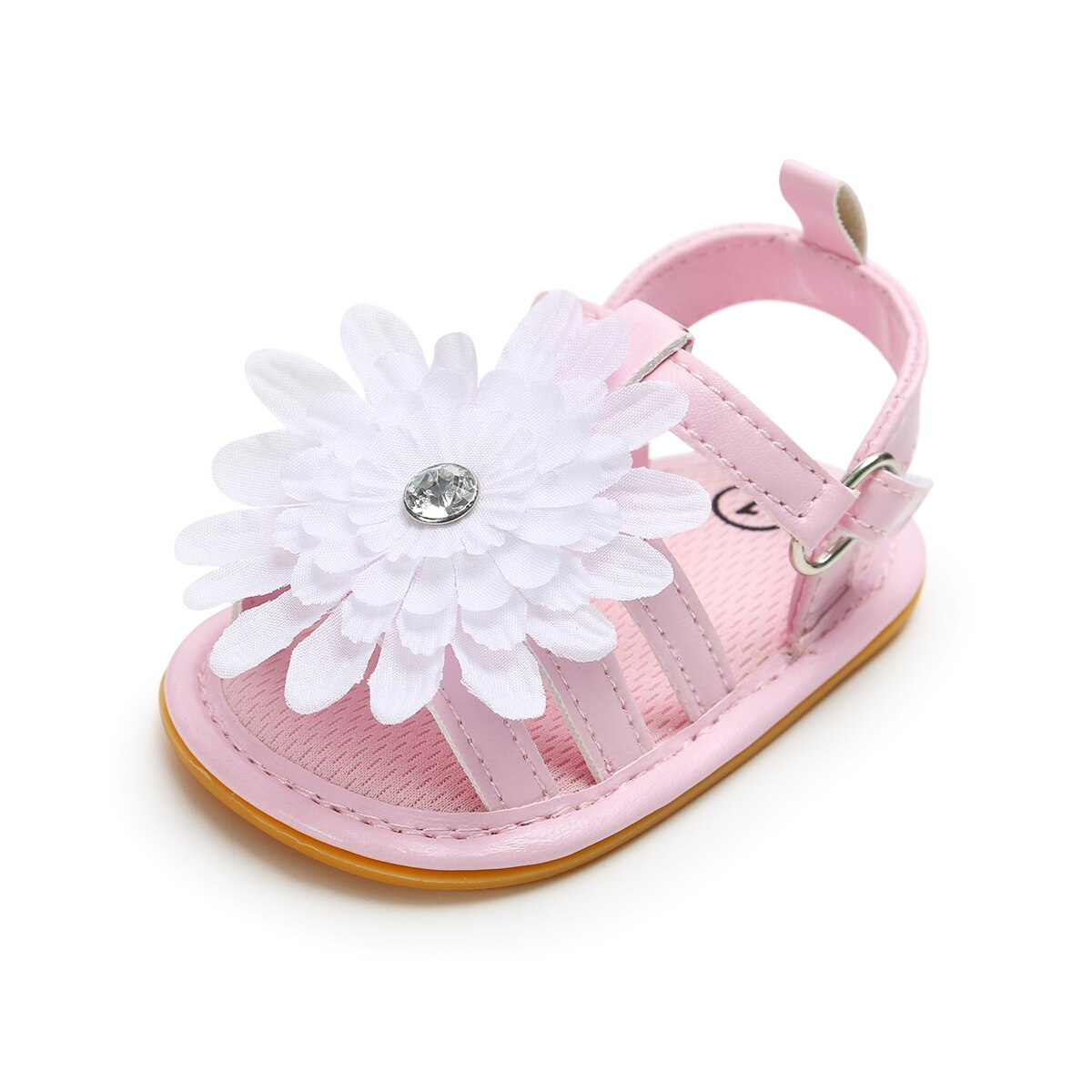 Kleinkind Baby Mädchen Sandalen Gummi Anti-Unterhose Sohle Prinzessin PU Leder Weiß Spitze Blume Sommer Neugeborenen Sandalen draussen Park: Rosa / 0-6 Monate